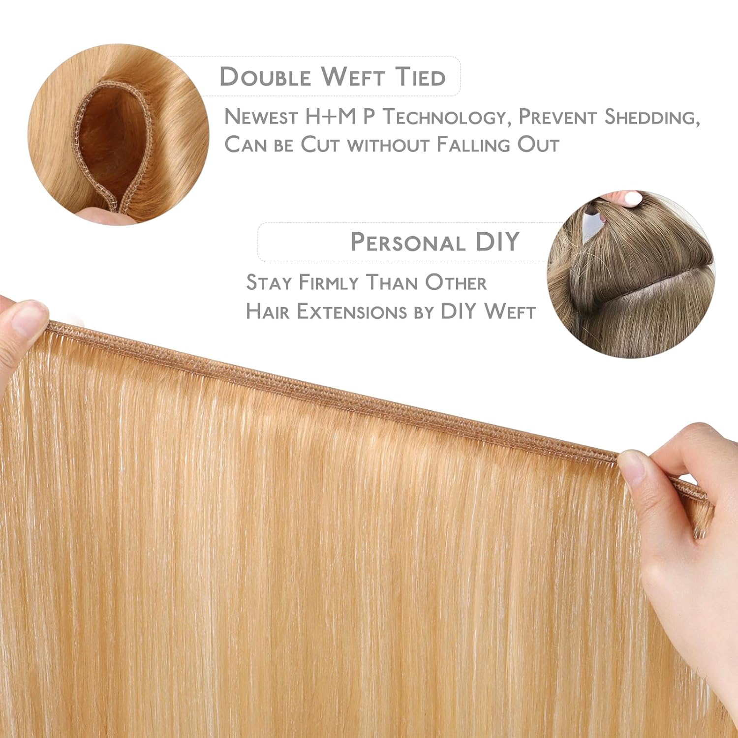 Thumbnail 2 de WENNALIFE Sew In Hair Extensions, 22 Inch 110g – Strawberry Blonde Machine Weft