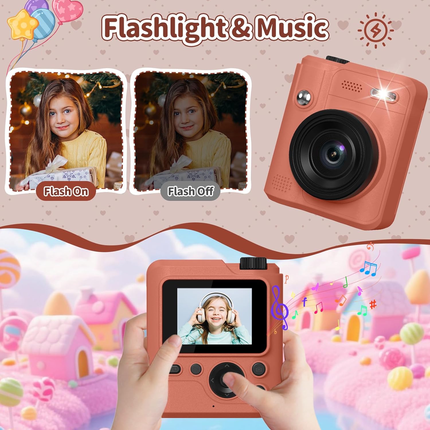 Detalle 2 de Gofunly Sofortbildkamera Kinder mit 1080P, 32 GB Karte & Sofortdruck-Papier (3–12 Jahre)