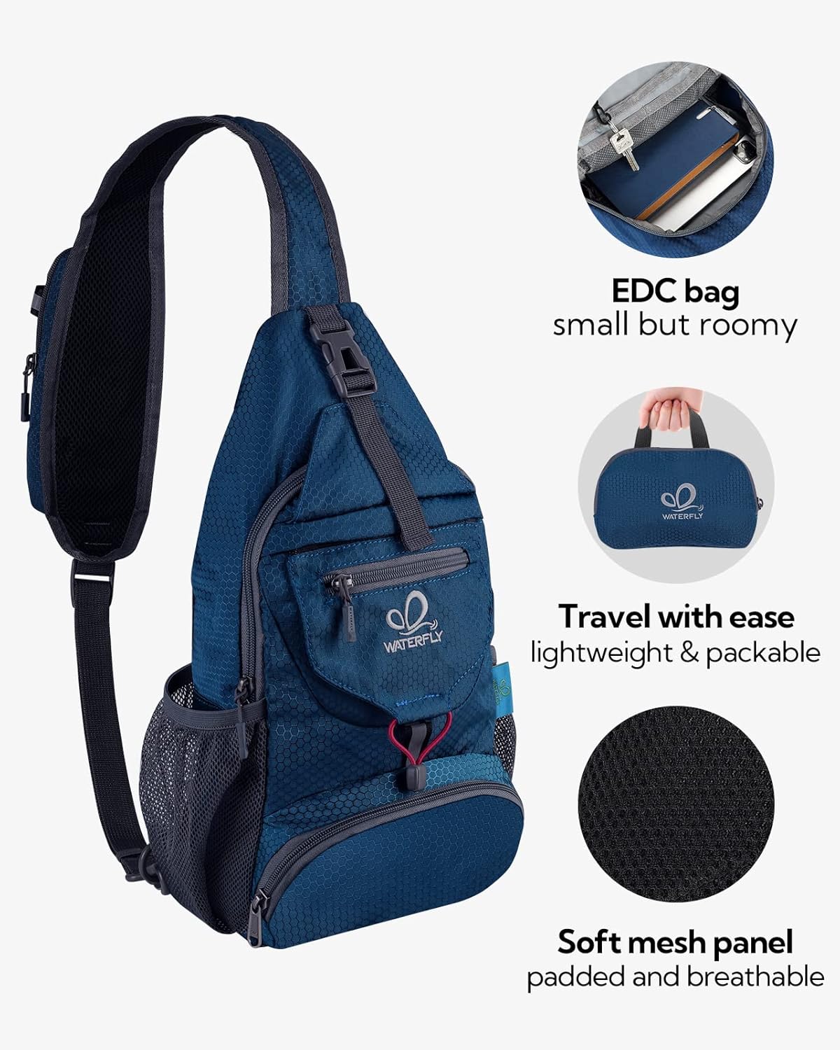 Thumbnail 2 de WATERFLY Brusttasche Sling Bag Klein – faltbare Crossbody für Reisen, Wandern und Alltag