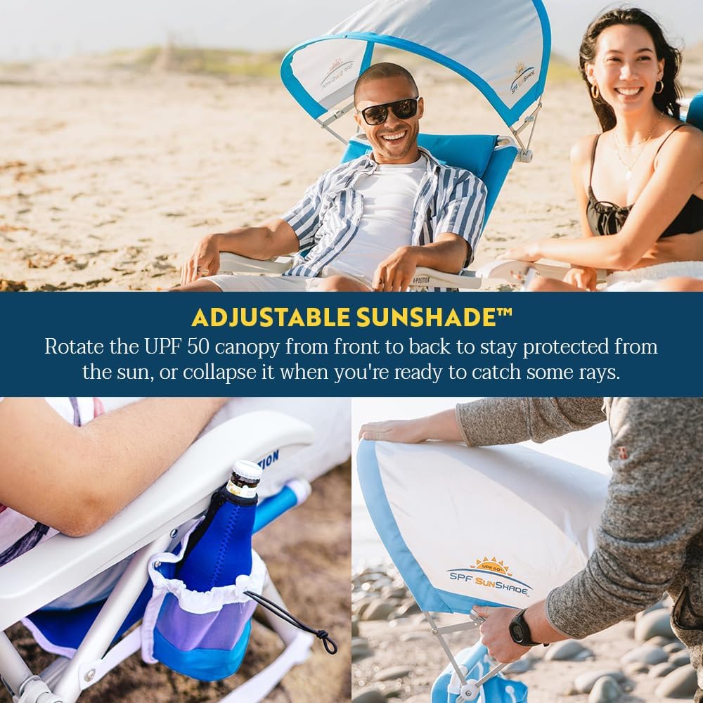 Thumbnail 4 de GCI Outdoor Sunshade Backpack Beach Chair | Reclining Folding Canopy Chair with Durable Armrests & Carry Straps