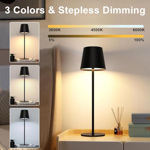 Detalle de Lampe de Table LED Dimmable Sans Fil – Lot de 2 par Liyabber