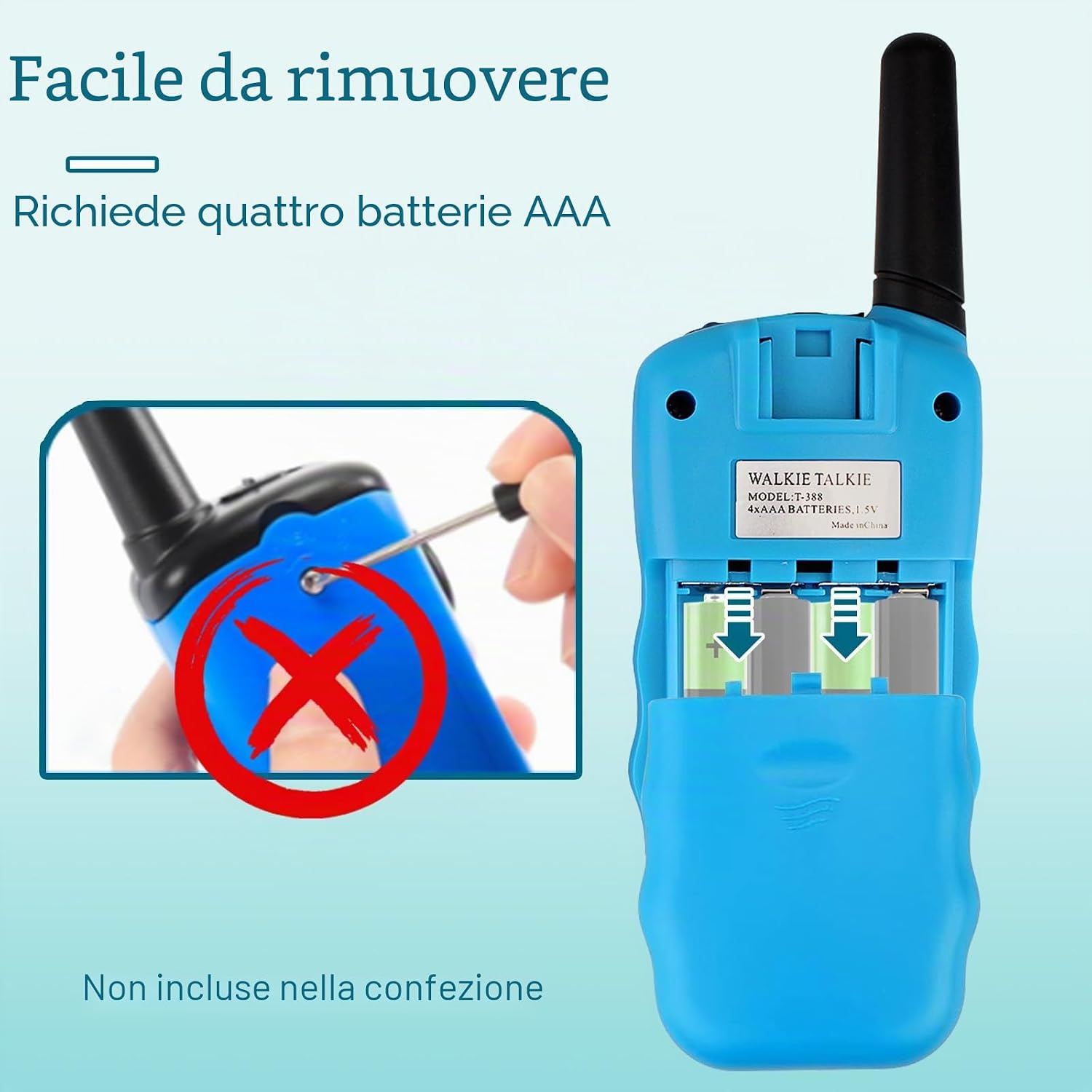 Detalle de Retevis RT388 Walkie Talkie Bambini PMR446 con VOX, torcia e 8 canali (1 coppia, blu) per 4-12 anni