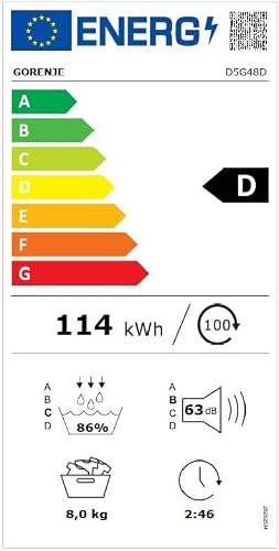 Thumbnail 13 de Gorenje D5G48D Trockner/Kondensation mit Wärmepumpe – 8 kg, 15 Programme, NatureDry & TwinAir
