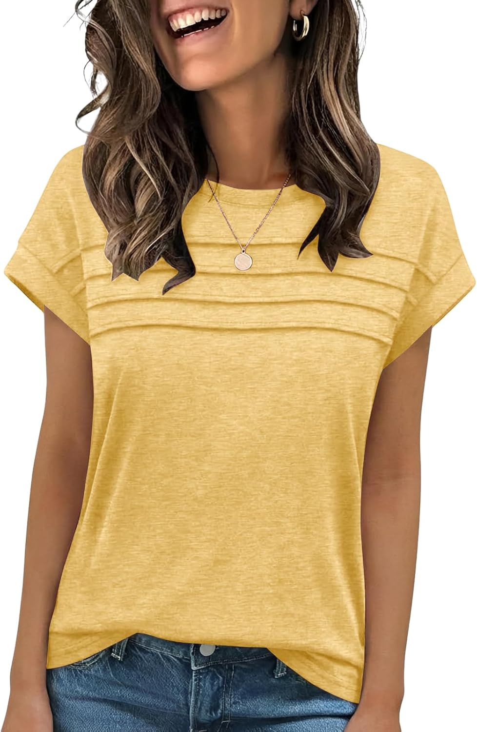 Detalle de Cuptacc Damen T-Shirt Sommer Rundhals Kurzarm – Basic Top, bequem & stylish