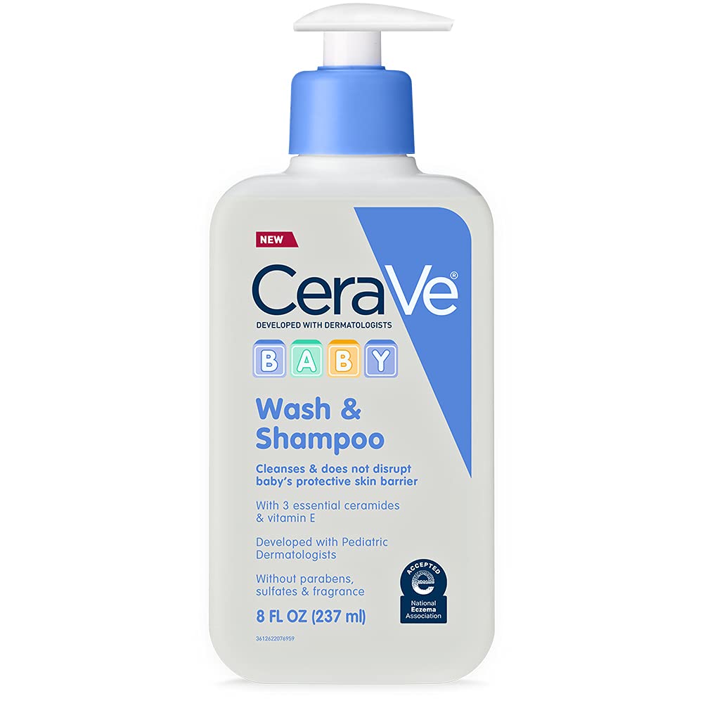 Detalle de CeraVe Baby 2-in-1 Wash & Shampoo with Vitamin E (8oz) — Gentle, Ceramide-Driven Care for Hair & Skin