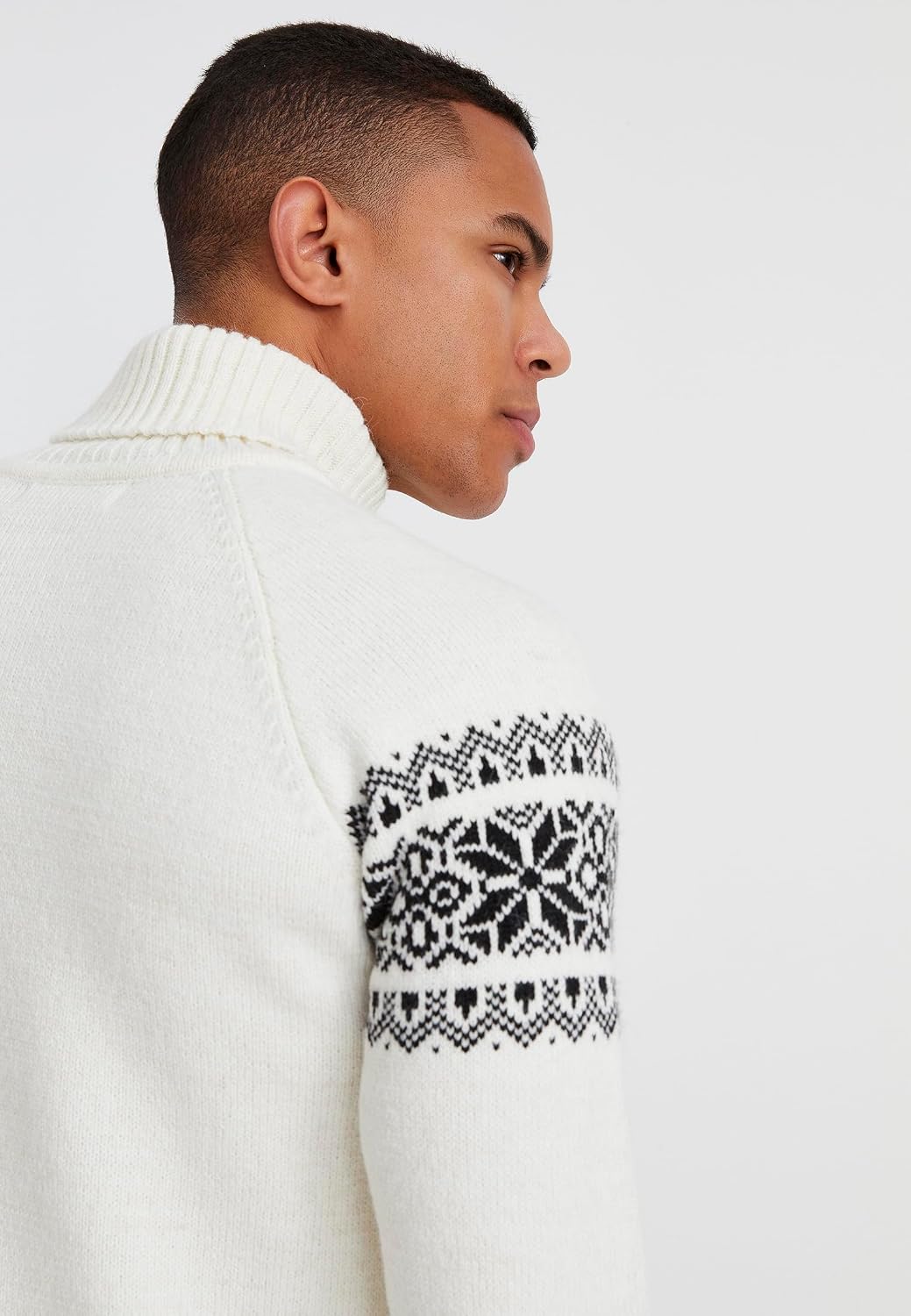 Detalle de Leif Nelson Pull à col roulé pour homme – Pull norvégien en tricot