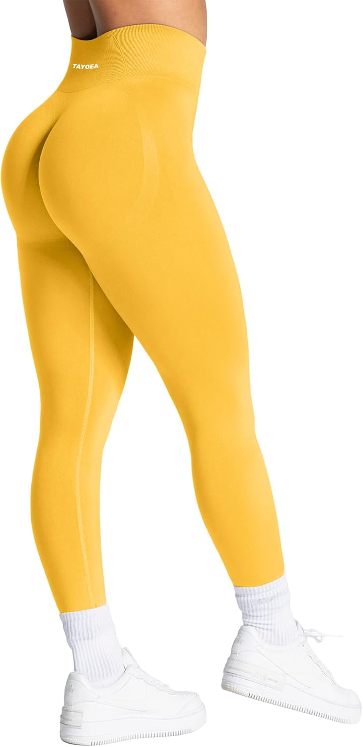 Detalle de TAYOEA Sport-Leggings Damen mit Scrunch Butt & Push-Up-Effekt, blickdichte nahtlose Sporthose für Yoga, Gym & Alltag