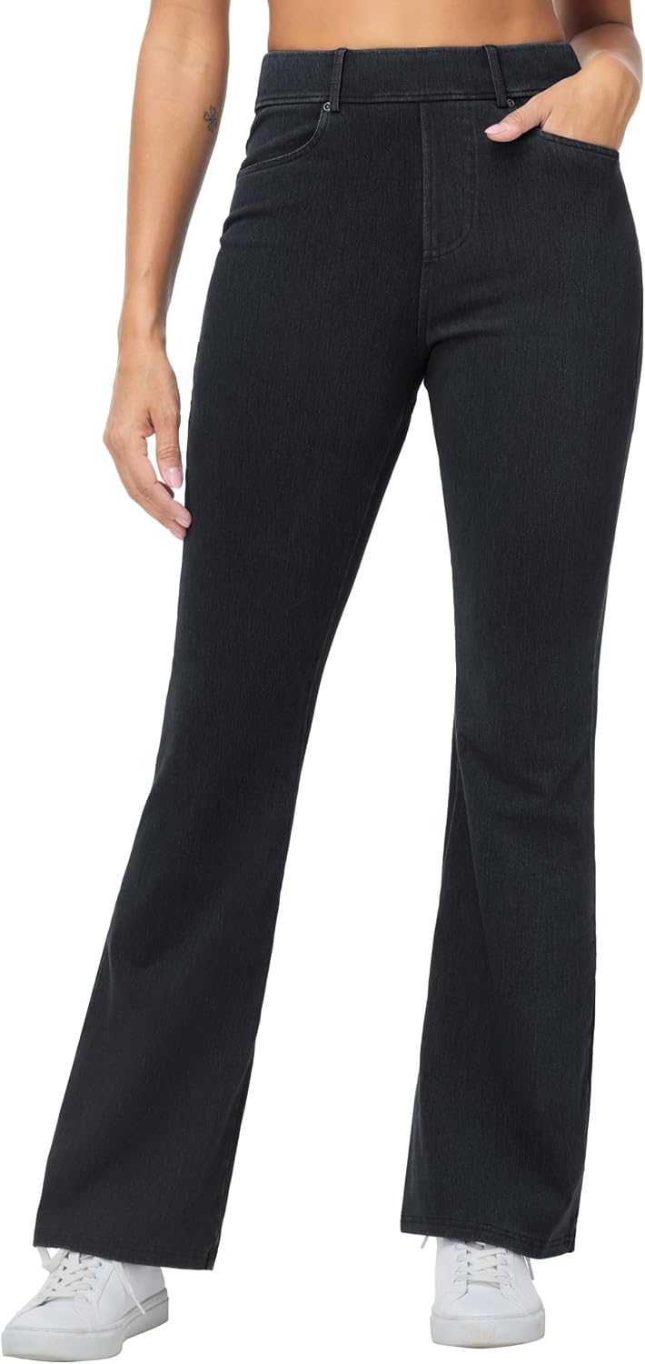 Thumbnail 6 de THE GYM PEOPLE Women's Wide Leg Flared Jeggings, High Waist Stretch Denim