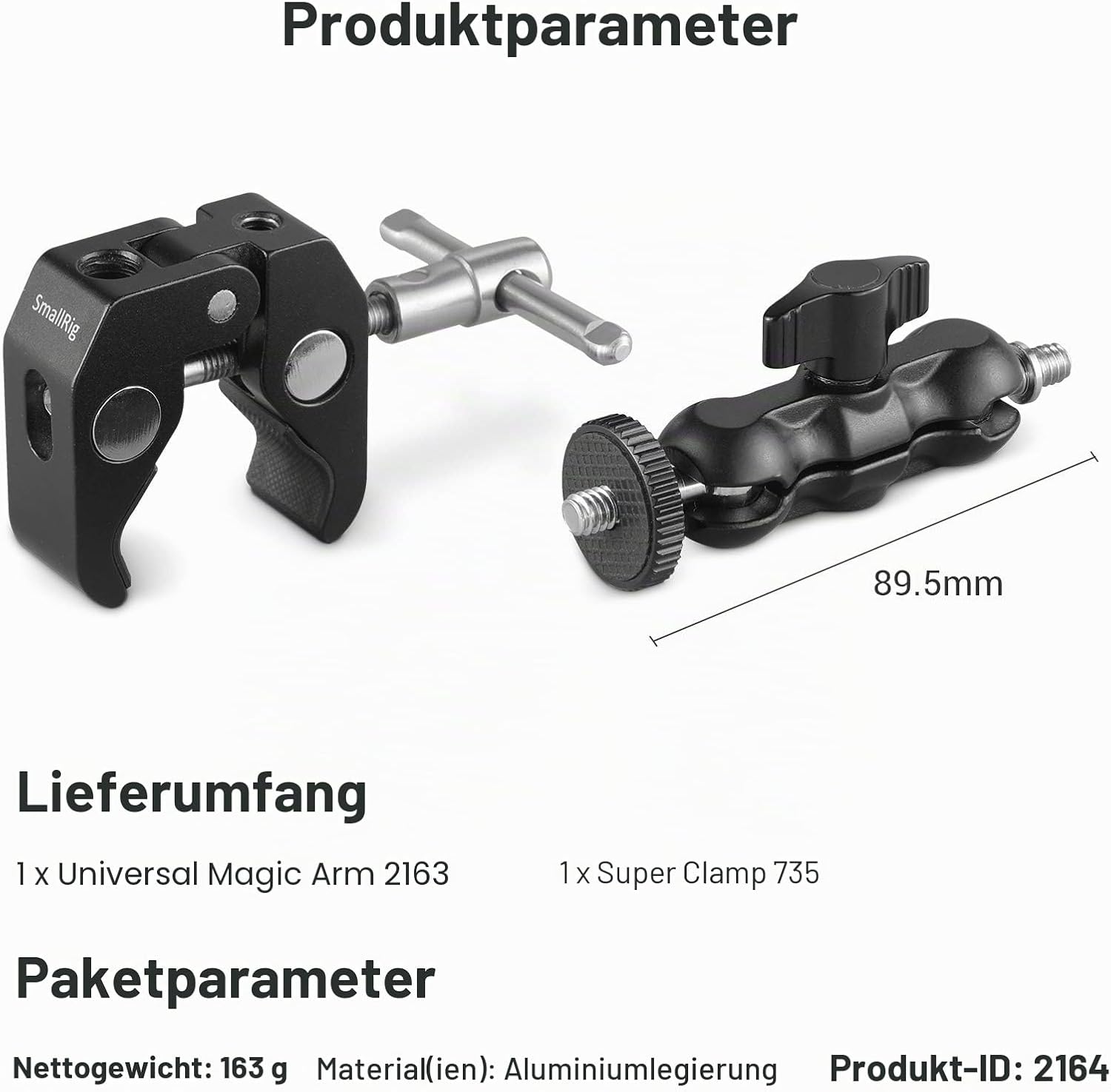 Thumbnail 6 de SMALLRIG Kugelkopfklemme Supper Clamp mit Ball Head und 1/4 Schraube – 2164