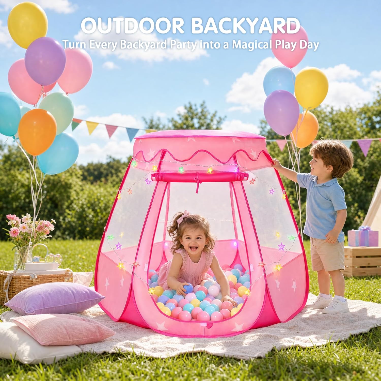 Thumbnail 6 de Pop Up Princess Tent with Star Lights 49.3in