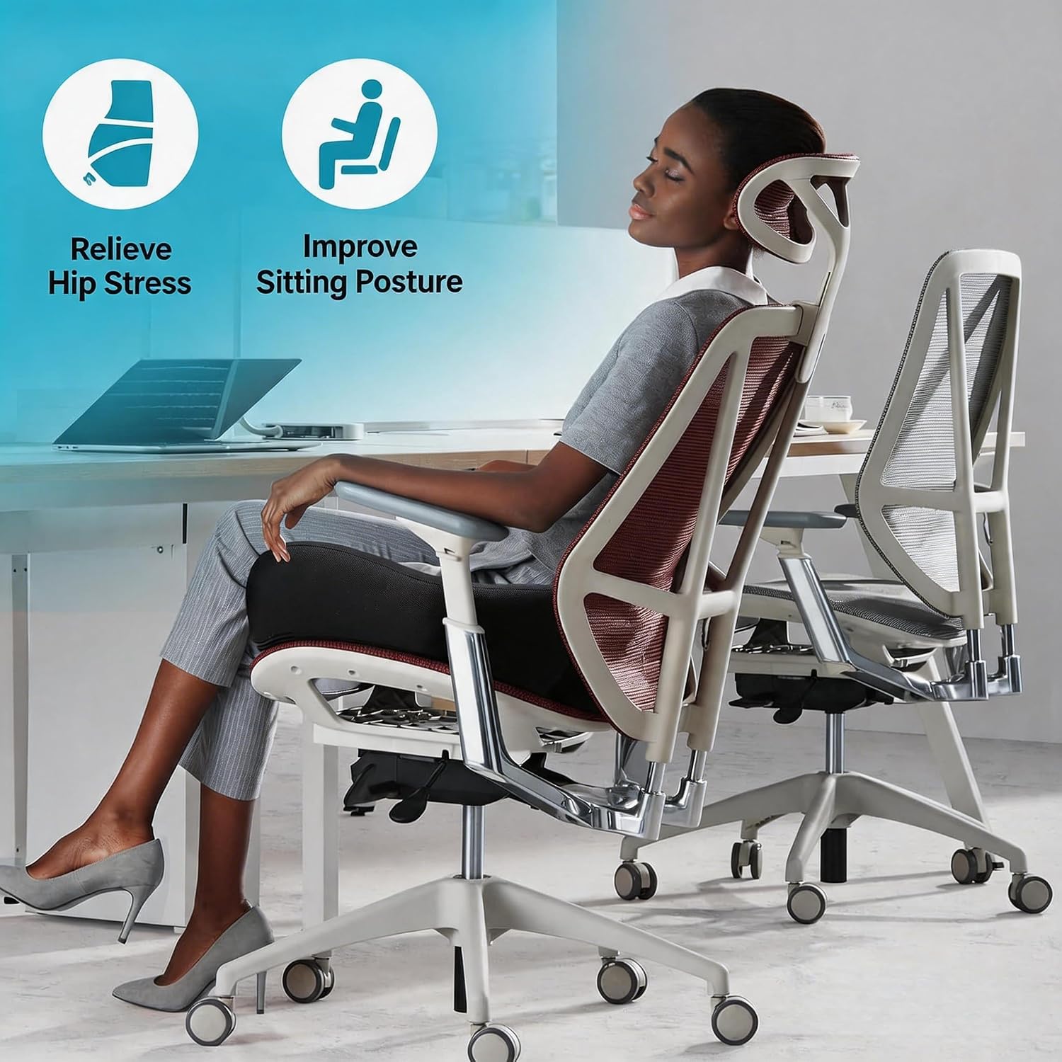 Thumbnail 5 de Benazcap Memory Foam Seat Cushion for Office Chairs and Cars