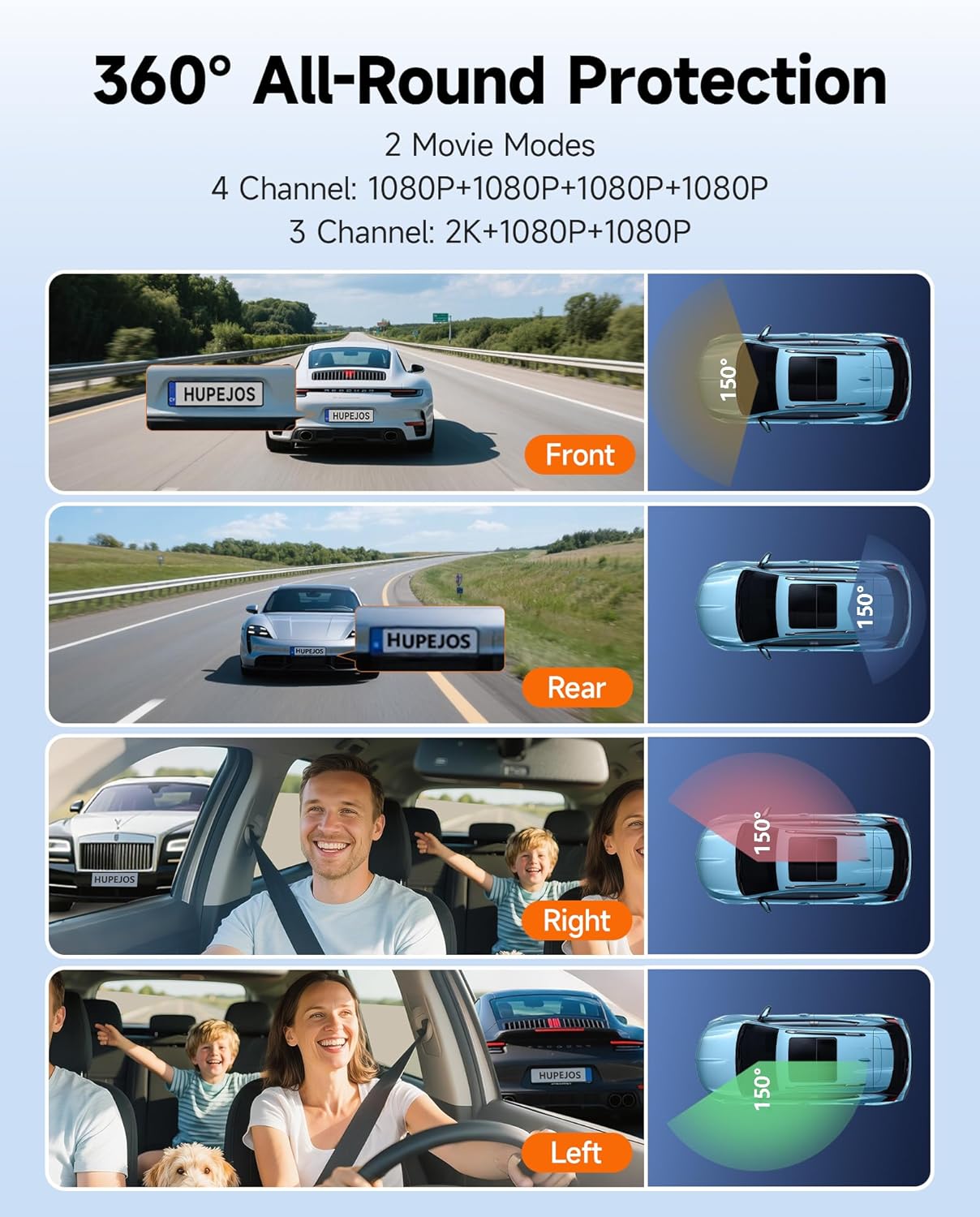 Thumbnail 1 de V7 2K 4-Channel Dash Cam with 64GB card