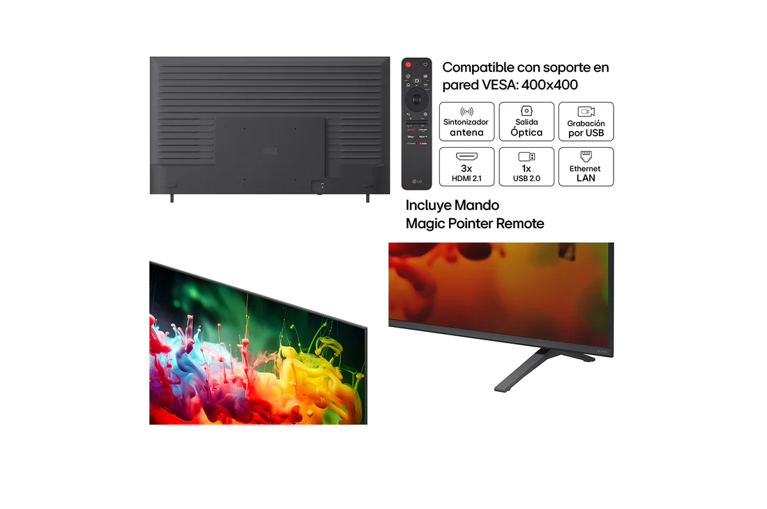 Detalle de LG 85QNED72B6A: Smart TV QNED MiniLED AI de 85 pulgadas para cine en casa