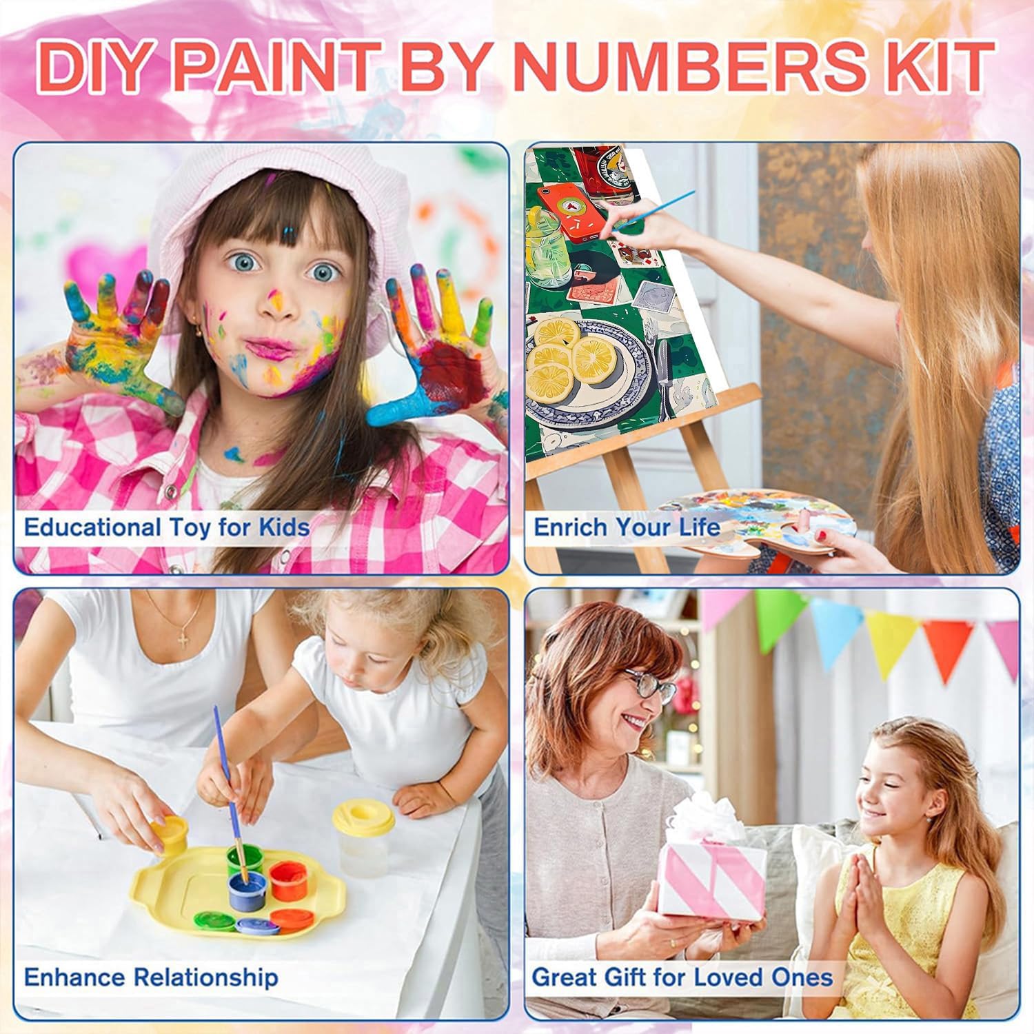 Thumbnail 4 de WEMEON 3er-Set Malen nach Zahlen für Erwachsene (30x40 cm) – DIY Paint-by-Numbers mit Acrylfarben und Pinseln