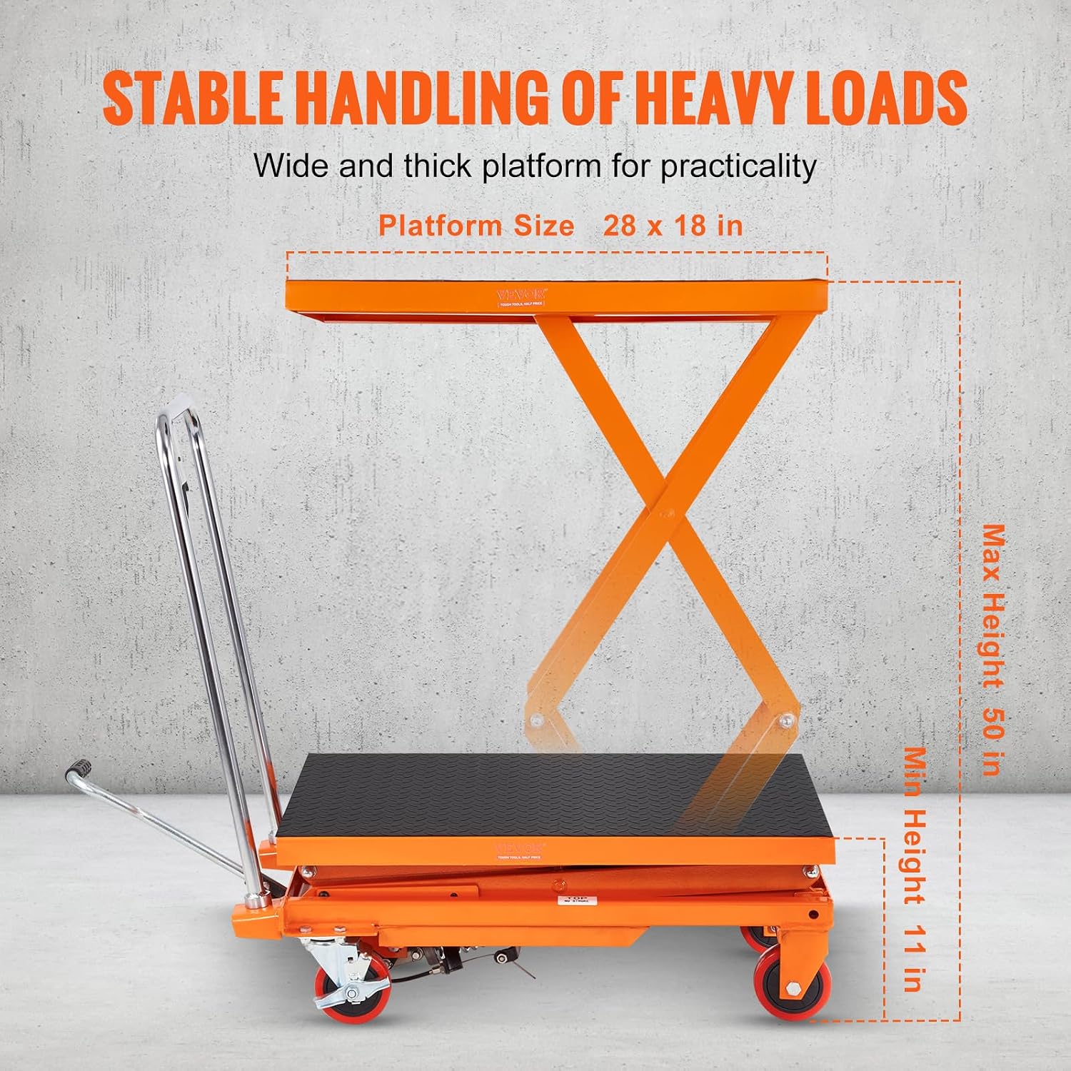 Detalle de VEVOR Hydraulic Lift Table Cart, 50-Inch
