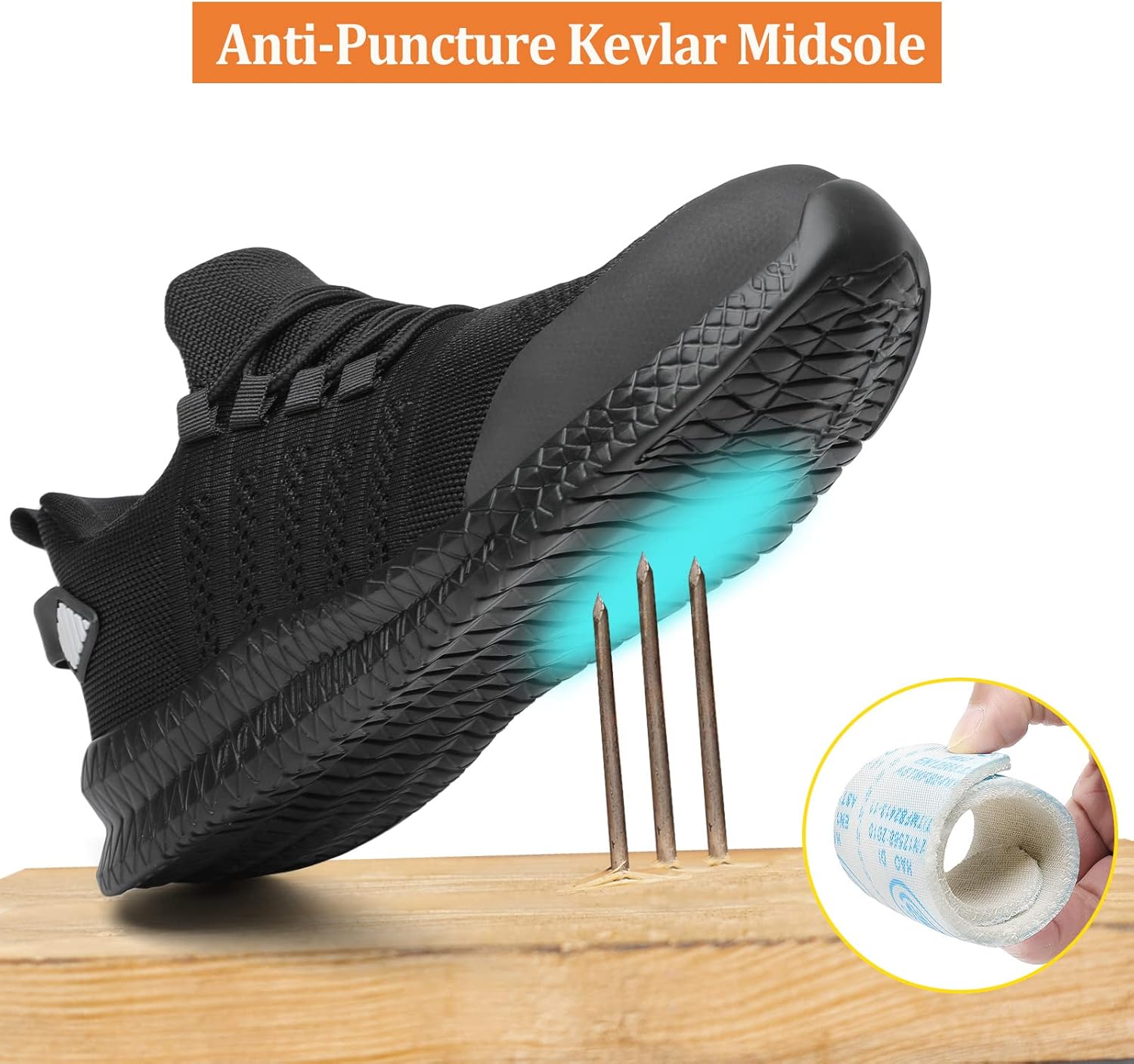 Detalle de Men’s and Women’s Steel Toe Work Shoes: Puncture Proof, Slip Resistant Lightweight Safety Sneakers