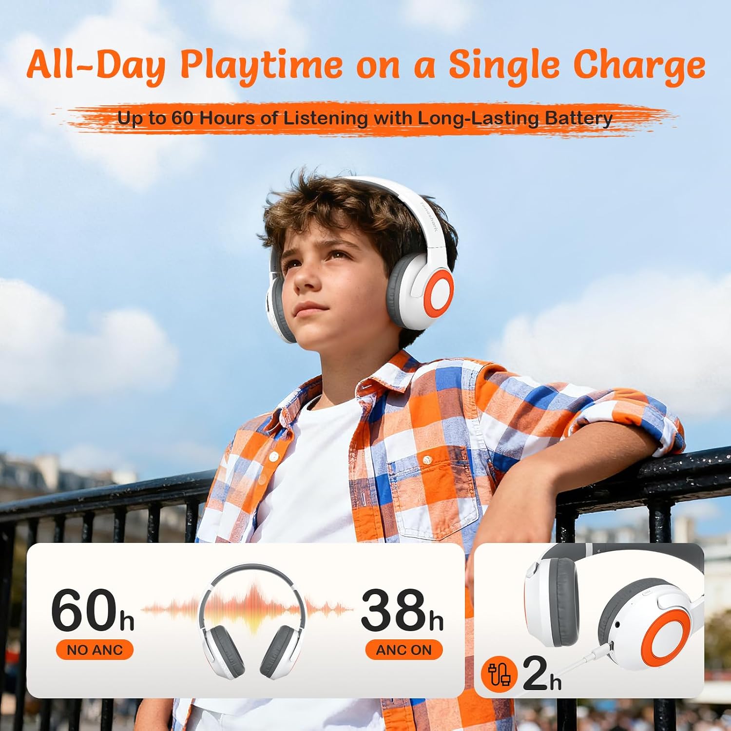 Thumbnail 5 de TONOSHARK Kids Wireless Headphones: Feather-Light Comfort, Long Playtime and Easy Portability