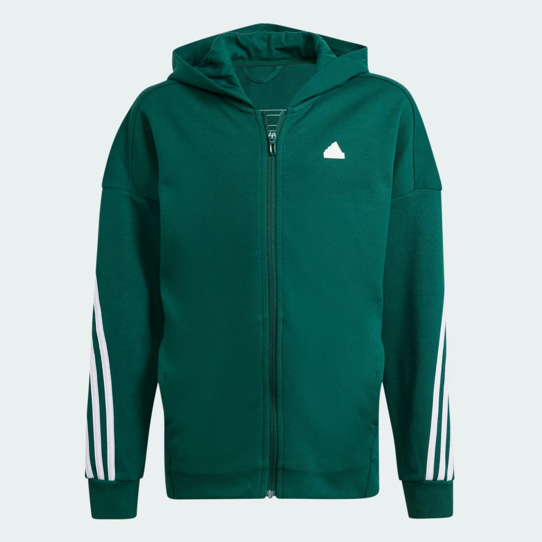 Detalle 2 de Chaqueta con capucha Future Icons 3 bandas de Adidas – verde