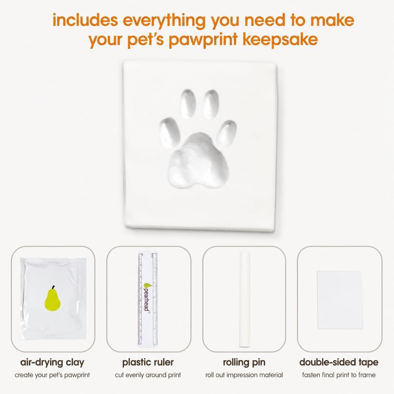 Detalle de Pearhead Pawprints Wall Frame voor hond of kat met klei-afdrukset, espresso