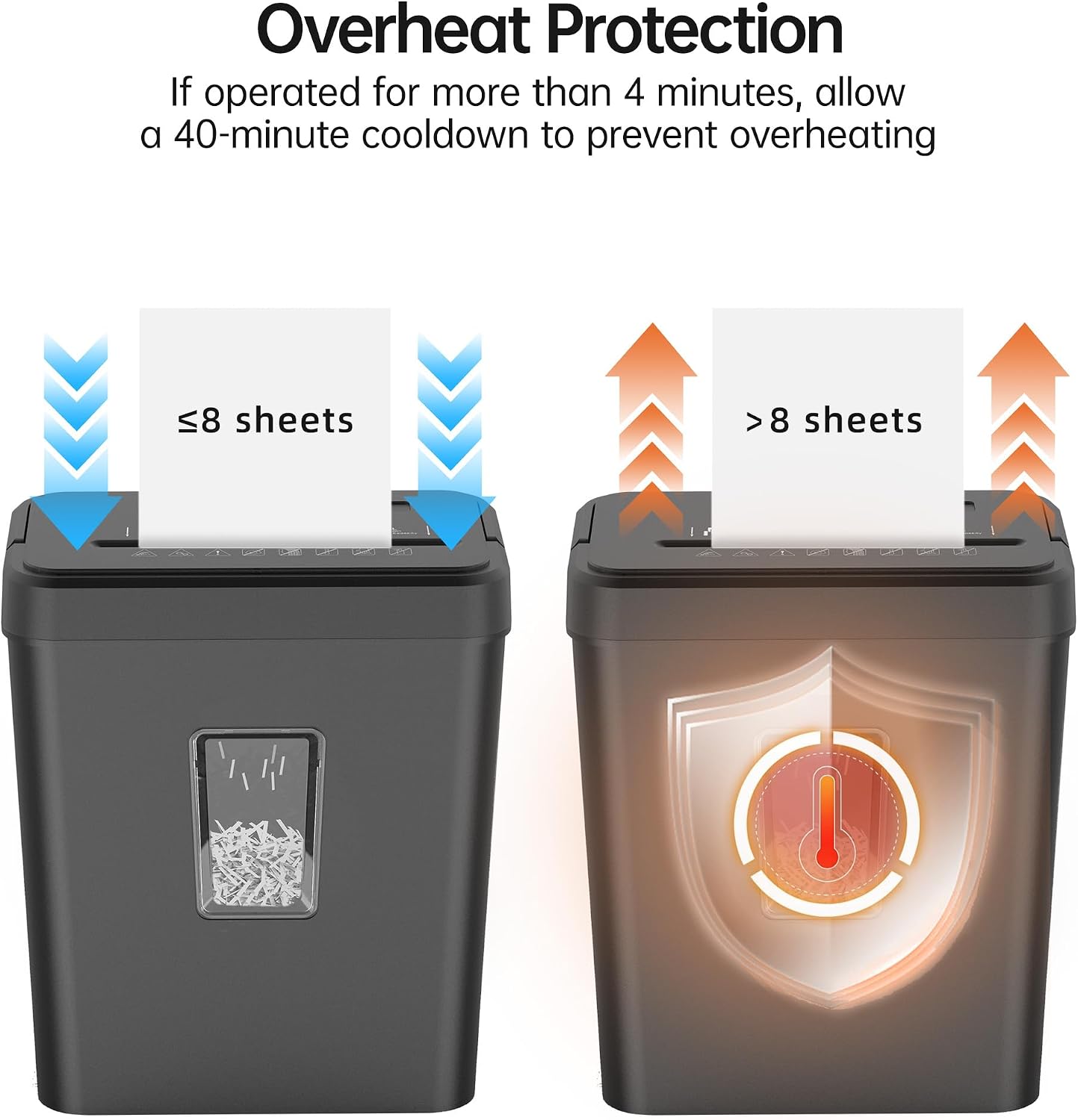 Detalle de Novodesk NOVO-AZ1693VC Cross-Cut Paper Shredder, P-4, 8-Sheet, 4.23-Gallon Bin