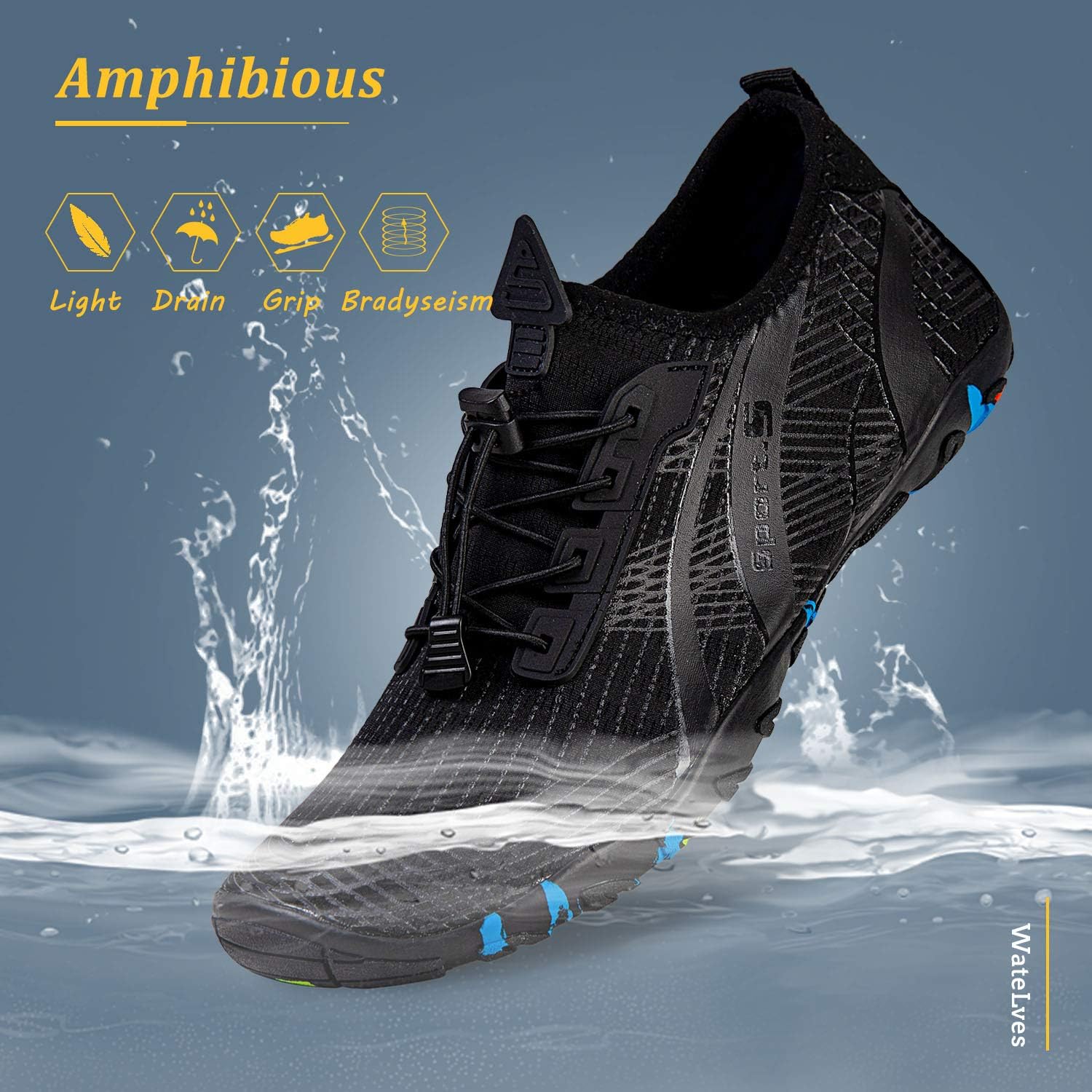Detalle de WateLves Water Shoes for Men and Women: Quick-Dry Beach & Pool Footwear