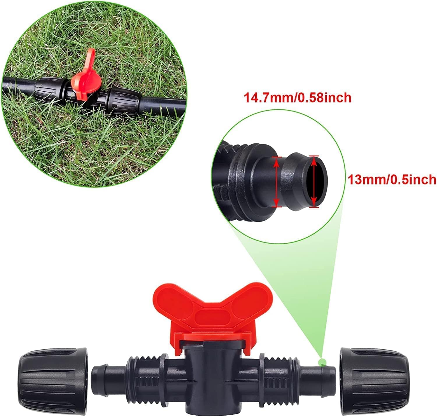 Detalle de Hydrogarden 10 pezzi valvole di intercettazione per irrigazione a goccia tubo flessibile da 16 mm