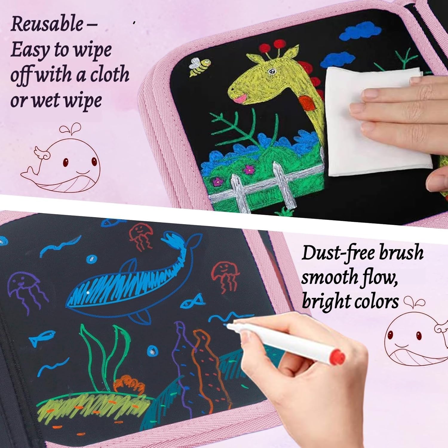 Thumbnail 3 de Funkprofi Erasable Colouring Book for Kids – Portable 14-Page Reusable Drawing Book with 12 Colour Pencils