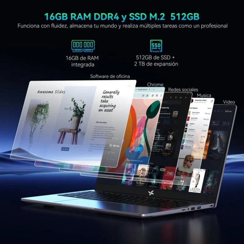 Detalle 2 de Huidun HiBook 6 15,6" Intel Twin Lake N150, 16 GB y 512 GB SSD