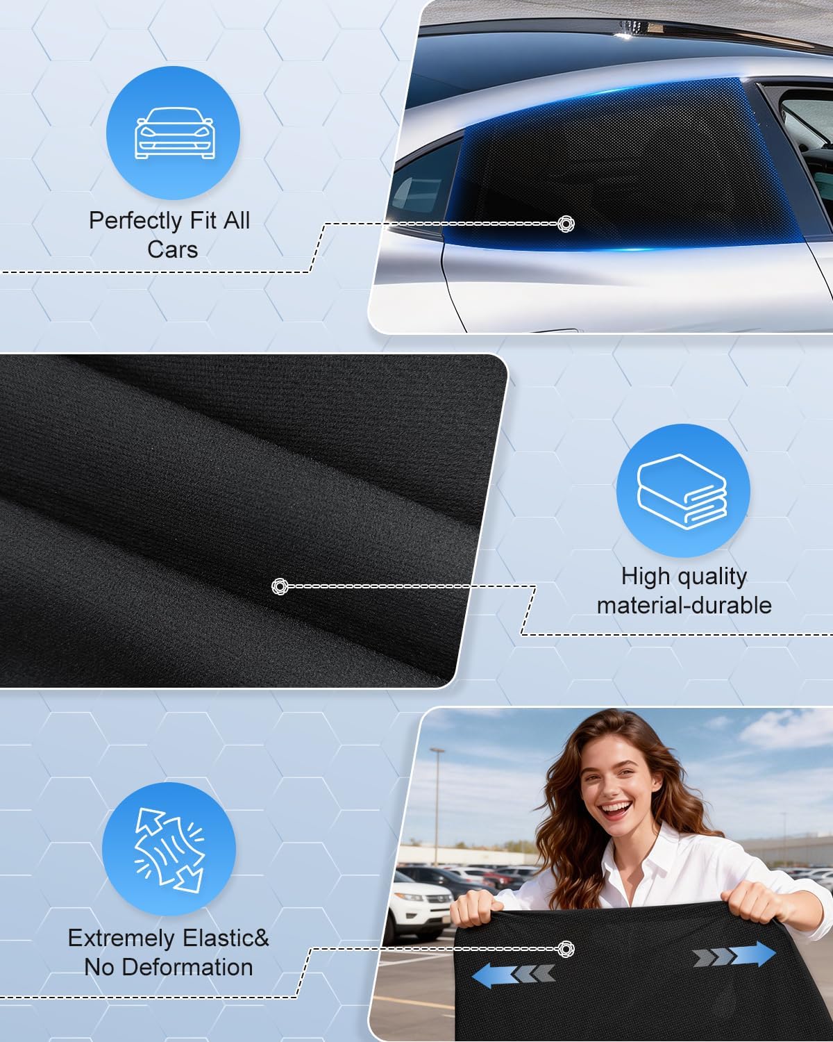 Detalle de PEMOTech car window shades 2 pack 39.8in