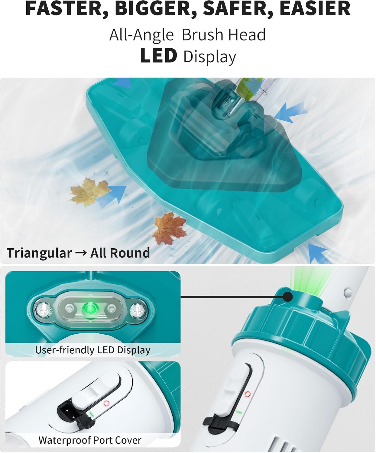 Thumbnail 2 de 2026NEW Pool Vacuum with Telescopic Pole: Cordless, All-Angle Cleaning with LED Display