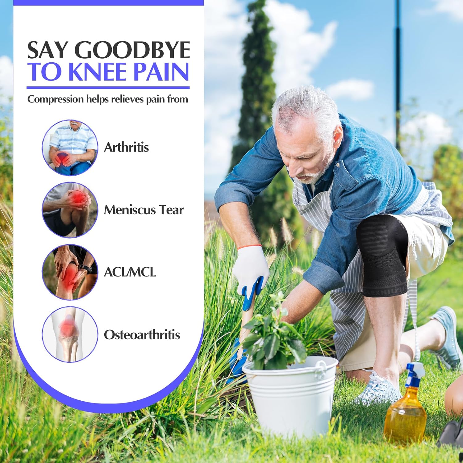 Thumbnail 2 de Lexniush Ginocchiera ortopedica a compressione per uomo/donna (XXL) – supporto per artrosi, menisco e allenamento