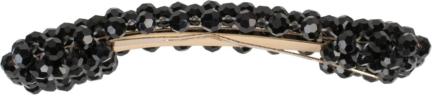 Detalle 2 de styleBREAKER mollette per capelli con perle in plastica e chiusura a clip — nero, 8 × 2,7 cm