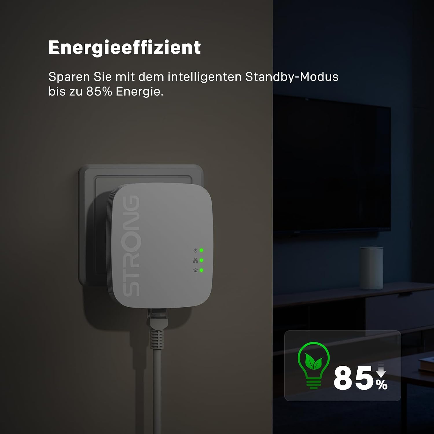 Thumbnail 5 de STRONG AV600Mbit/s Powerline Adapter Set (PL600M) – HomePlug AV2 Internet-Erweiterung mit 100 Mbit/s LAN und Plug & Play