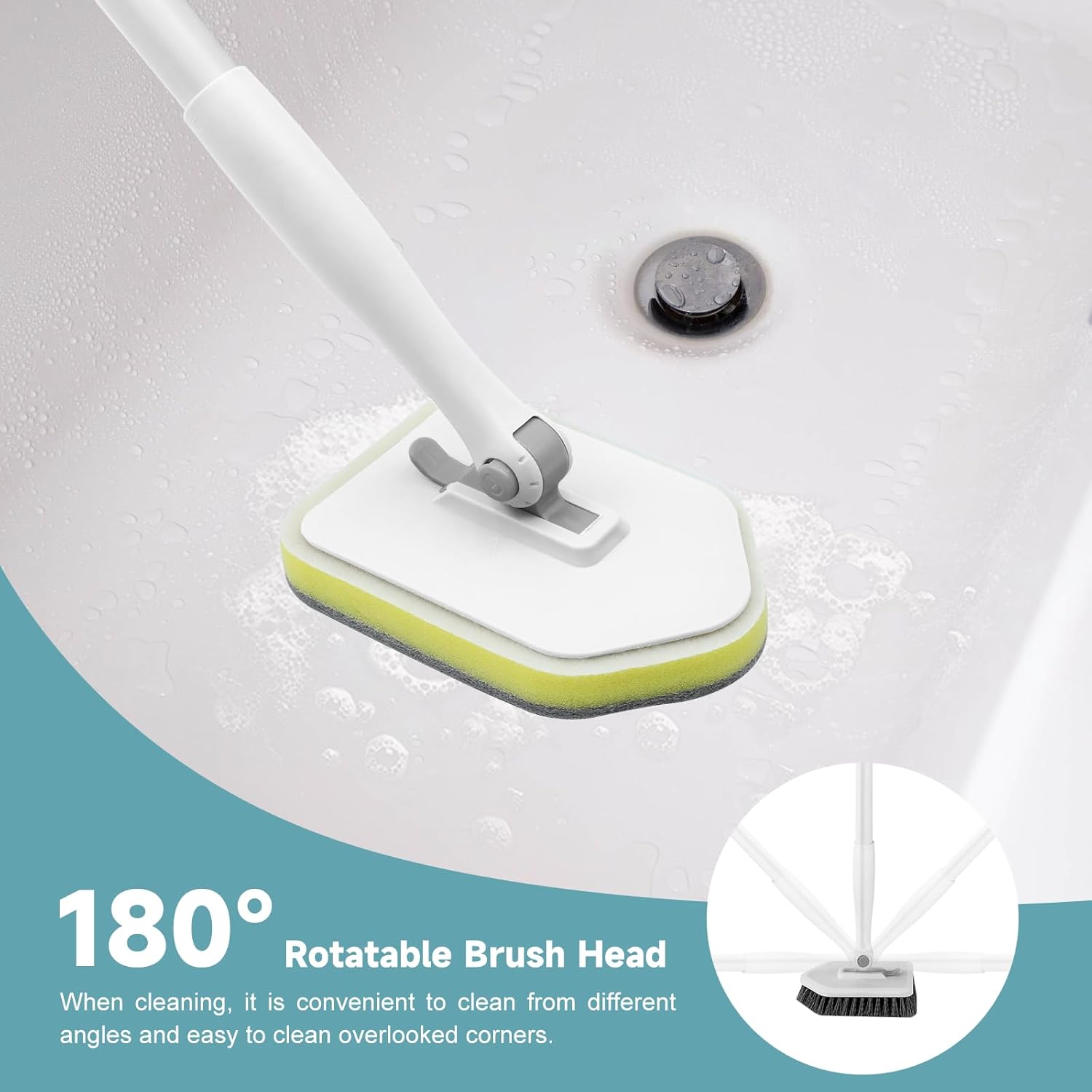 Thumbnail 2 de nacena Shower Scrubber with Long Handle, 3-in-1 Tile & Tub Scrubber Brush (Adjustable, Detachable Heads)