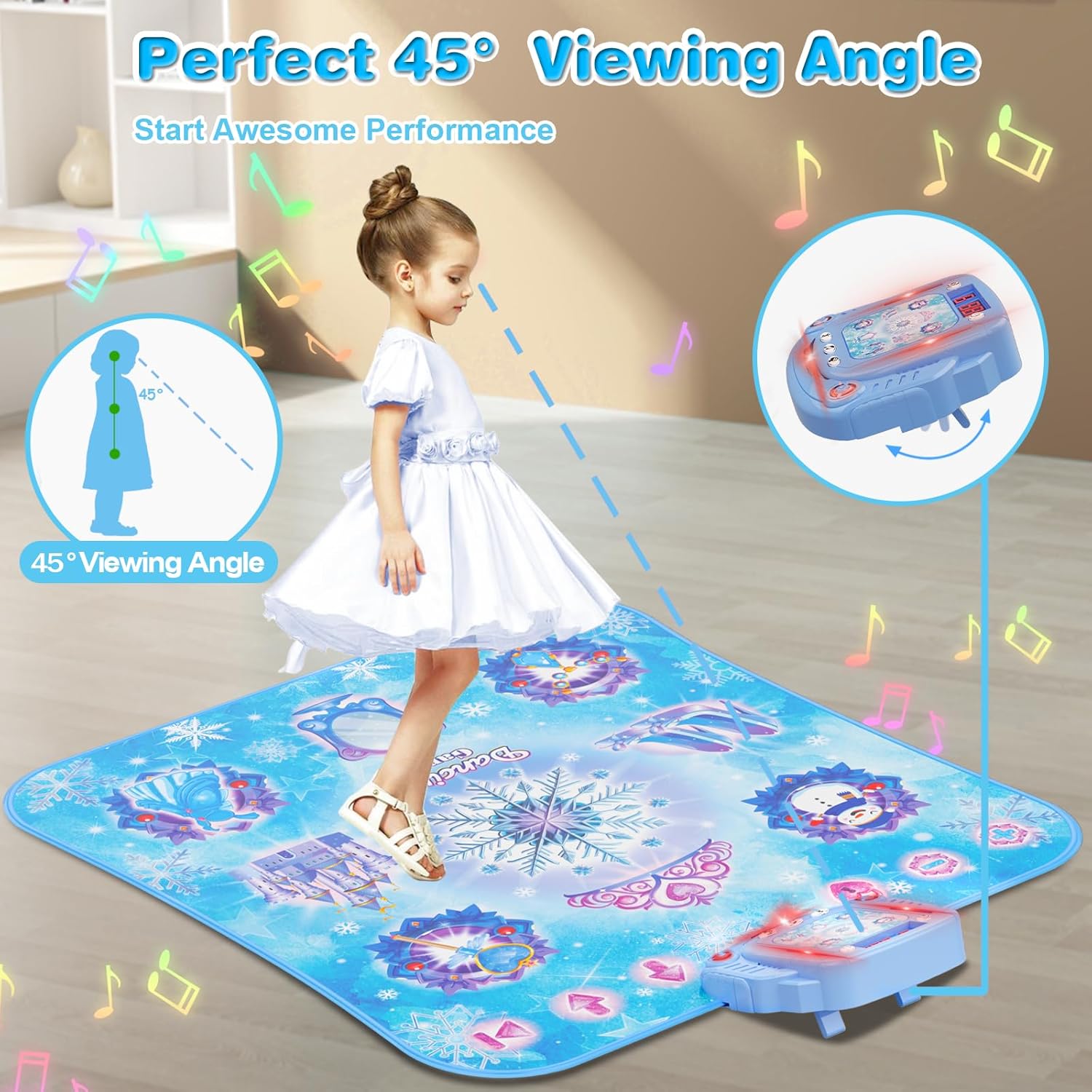 Thumbnail 1 de Surelect 8-Button Frozen Electronic Dance Mat (Bluetooth Music Game) for Girls Ages 3–12