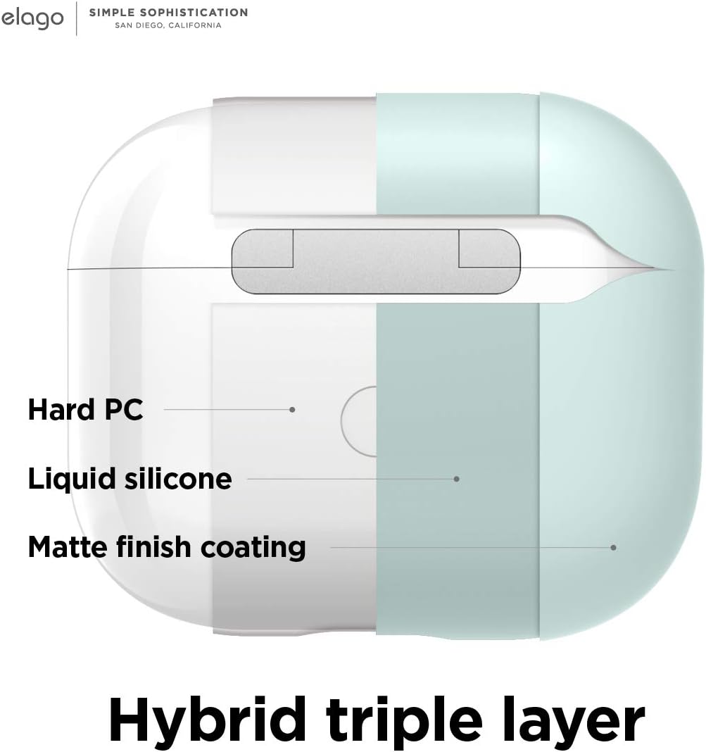 Detalle de elago Coque Liquide Hybride avec mousqueton pour AirPods 3 – Vert menthe