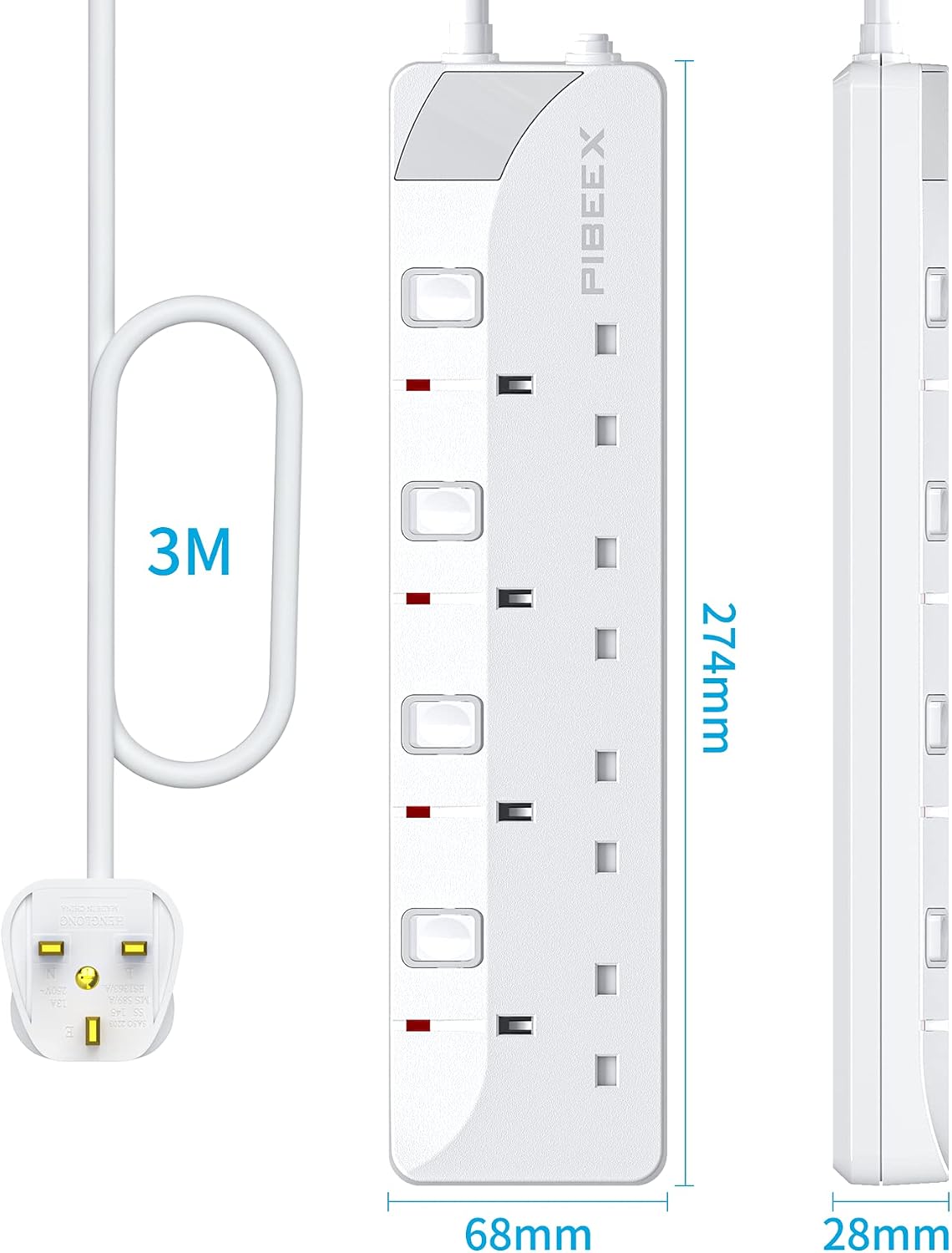 Thumbnail 6 de PIBEEX Extension Lead 4 Way, 3 m cord