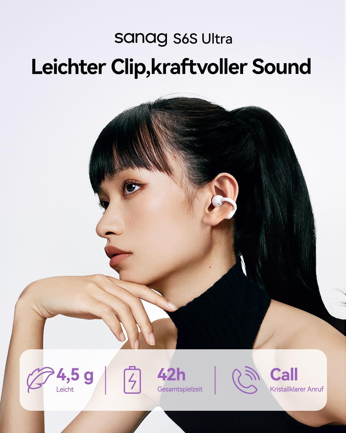 Thumbnail 1 de SANAG S6SUltra Open-Ear Clip-On Kopfhörer mit Bluetooth 6.0, bis zu 42 Stunden & IP67