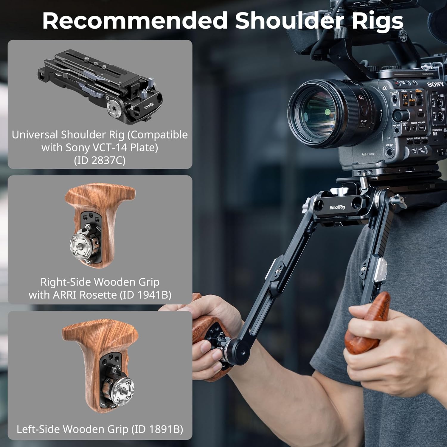 Thumbnail 6 de SmallRig Shoulder Rig Extension Arm Adapter with ARRI Rosettes (Pack of 2) – 196–266mm, One-Touch Length Adjust