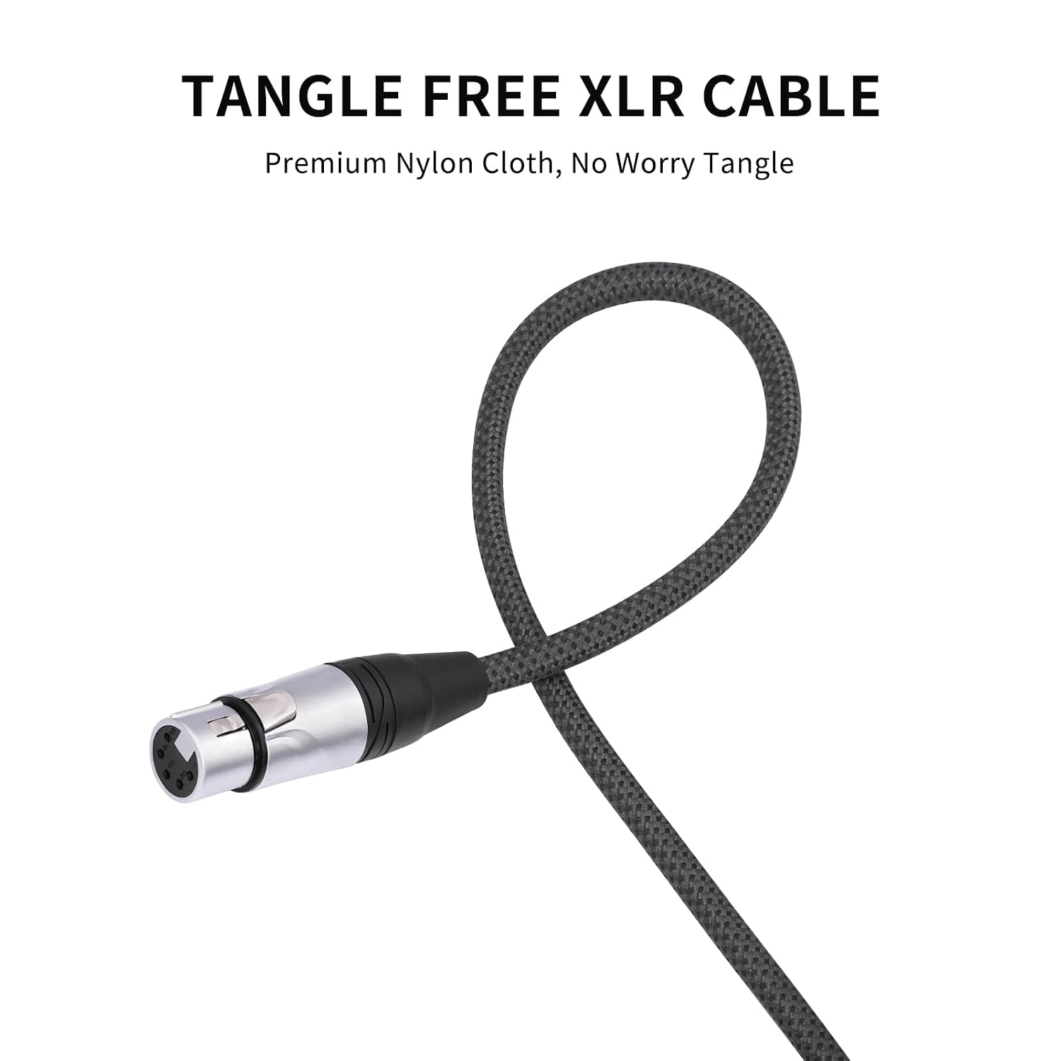 Detalle de HUALEU GY5FF-180 5-Pin DMX512 XLR Cable, 6 ft, 2-Pack