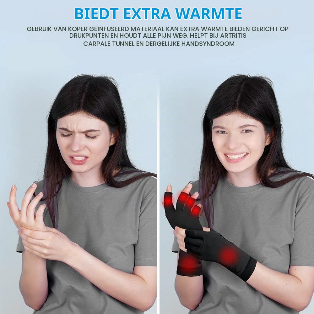 Detalle de ACWOO XL koperen compressiehandschoenen, vingerloos en elastisch