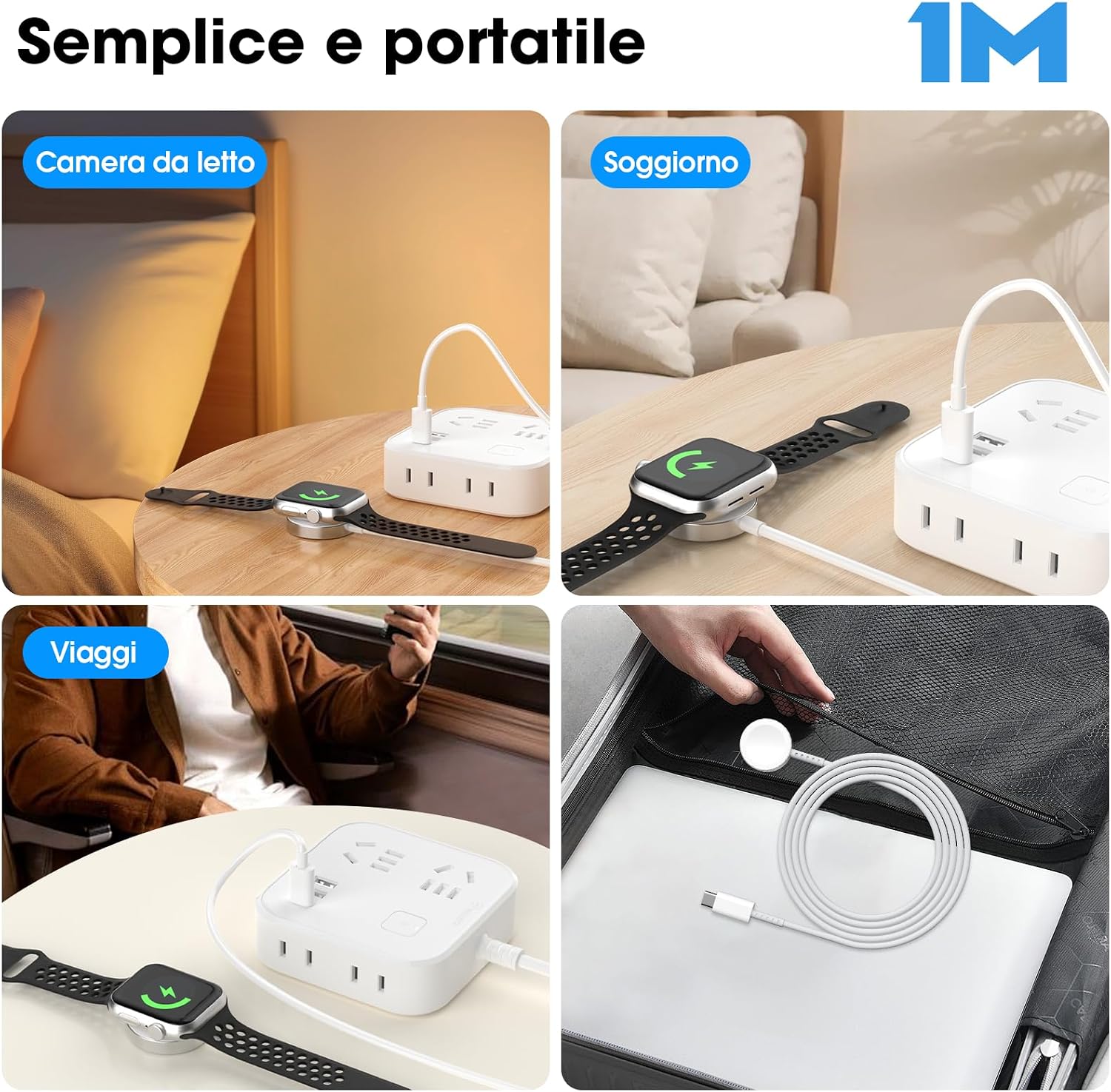 Thumbnail 6 de Caricatore magnetico USB-C da 1 m per Apple Watch: ricarica rapida, portatile e compatibile con Series 10/9/8/7/6/5/4, Ultra 2 e SE
