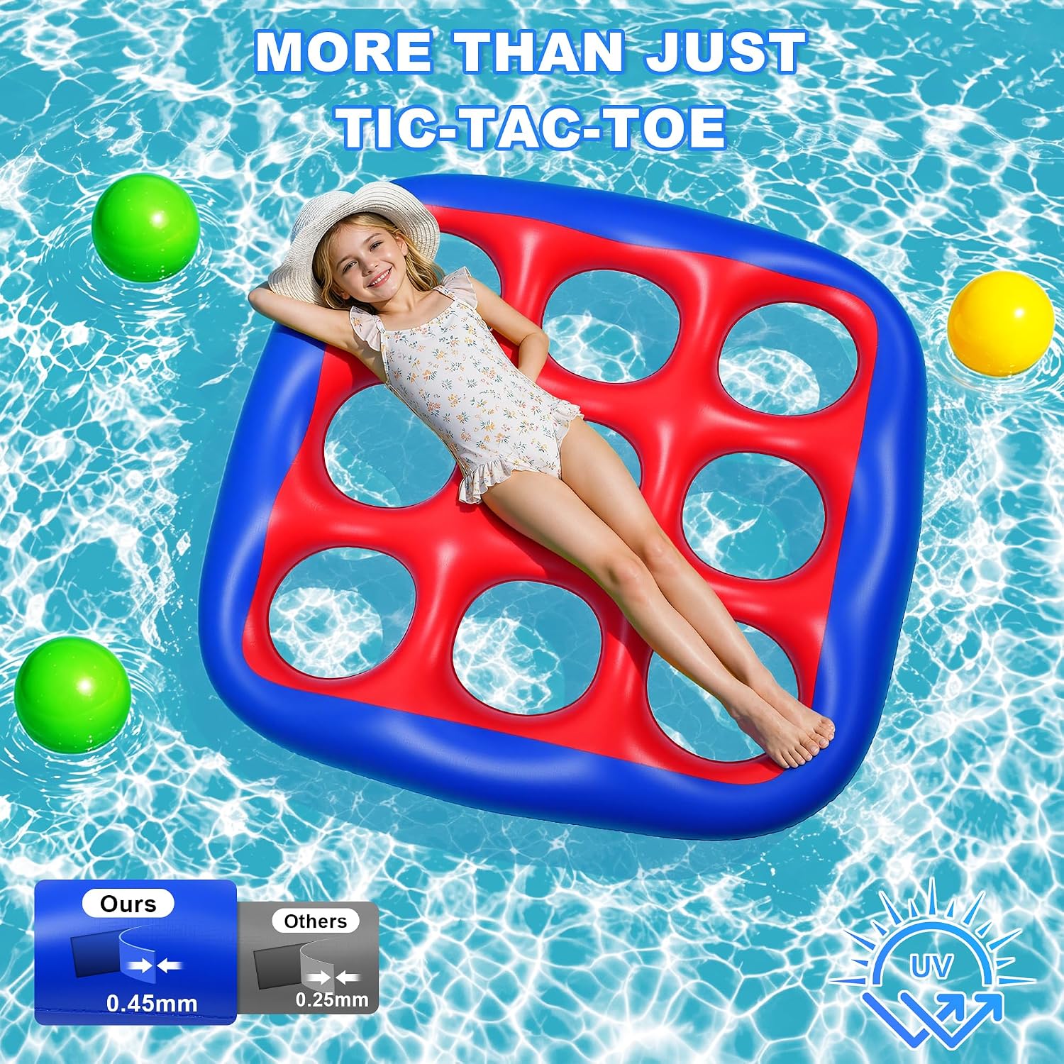 Thumbnail 4 de Hayiwel Pool Games Set: Inflatable Tic-Tac-Toe with Weighted Balls for 2–10 Players