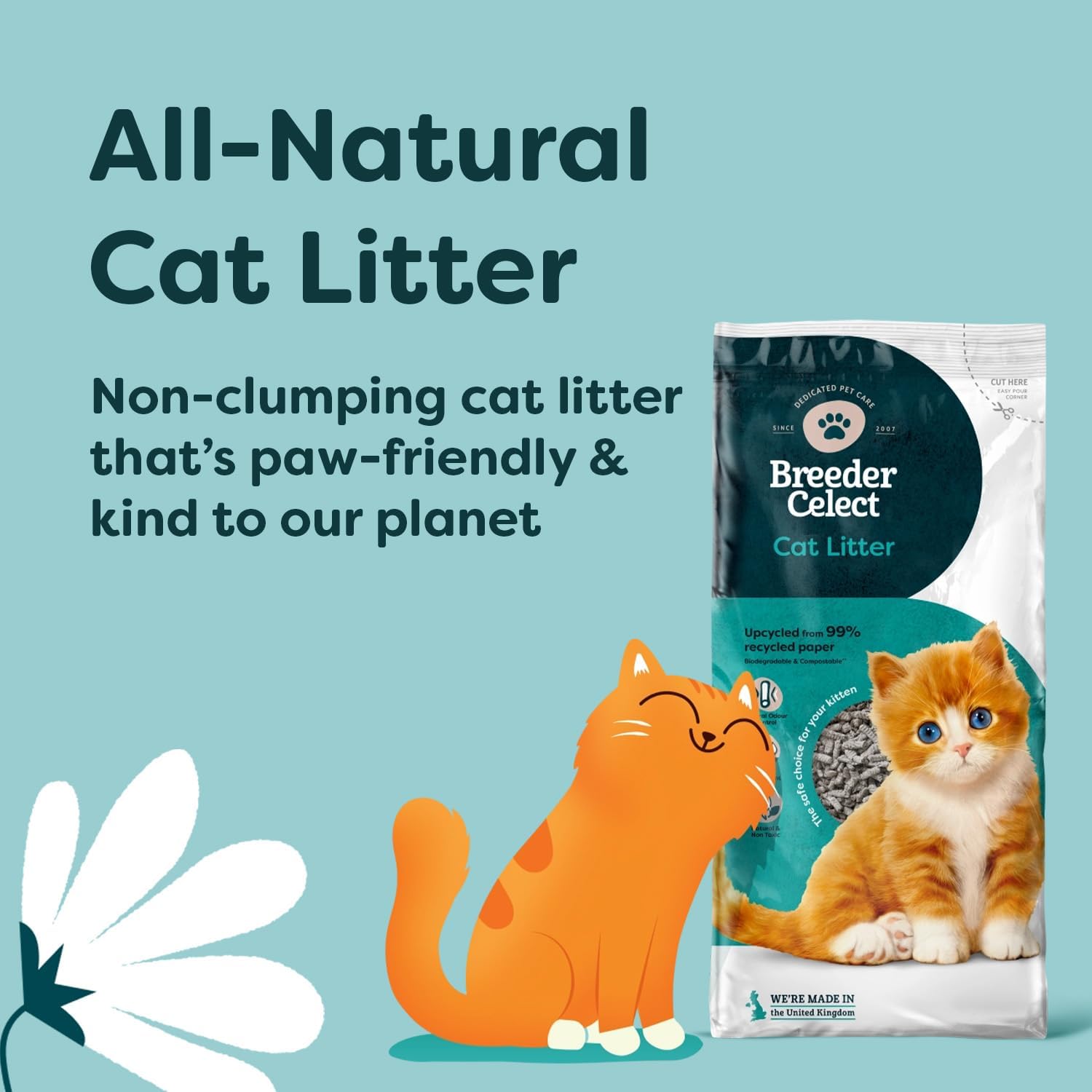 Detalle 2 de Breeder Celect All-Natural Cat Litter (30L) – 99% Recycled Paper, Non-Clumping, Biodegradable & Compostable