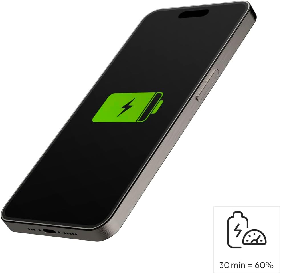 Detalle de Chargeur rapide Hama 45W (PD + QC 3.0) à 2 ports, recharge optimisée pour iPhone, Samsung et MacBook – Blanc