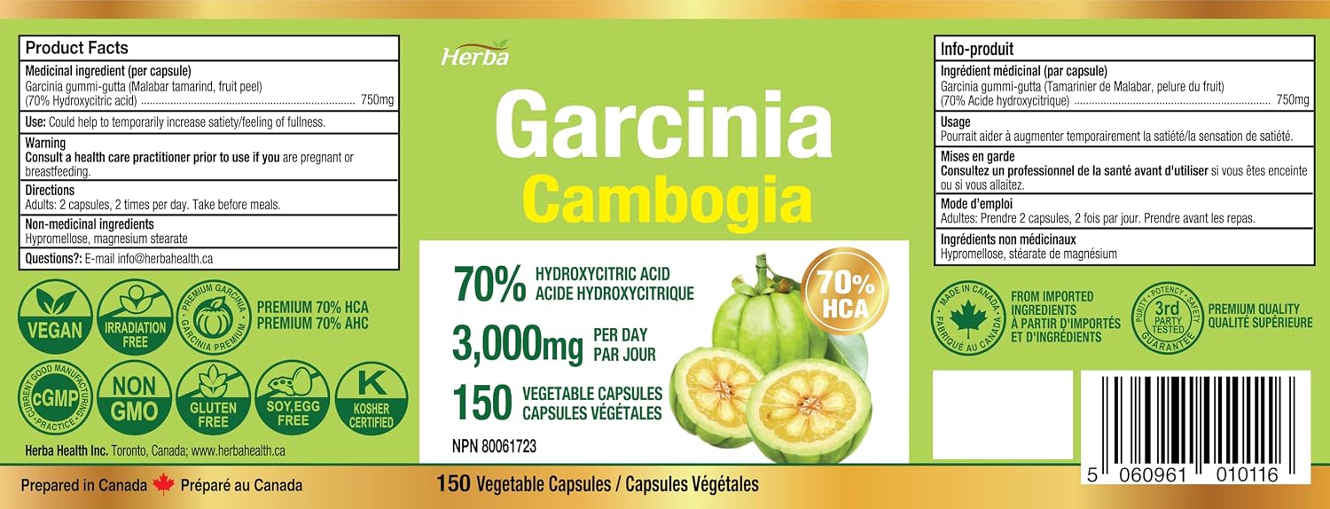 Thumbnail 1 de Herba Garcinia Cambogia Extract, 150 Capsules, 70% HCA, Vegan