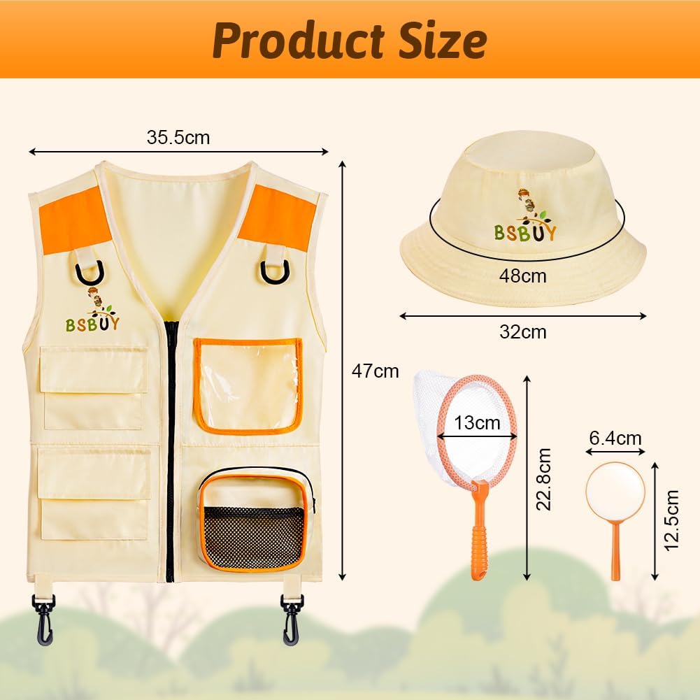 Thumbnail 1 de BSBUY Kids Explorer Kit Outdoor Adventure Set (Bug Hunting) – 4-piece vest, hat, magnifying glass & insect net
