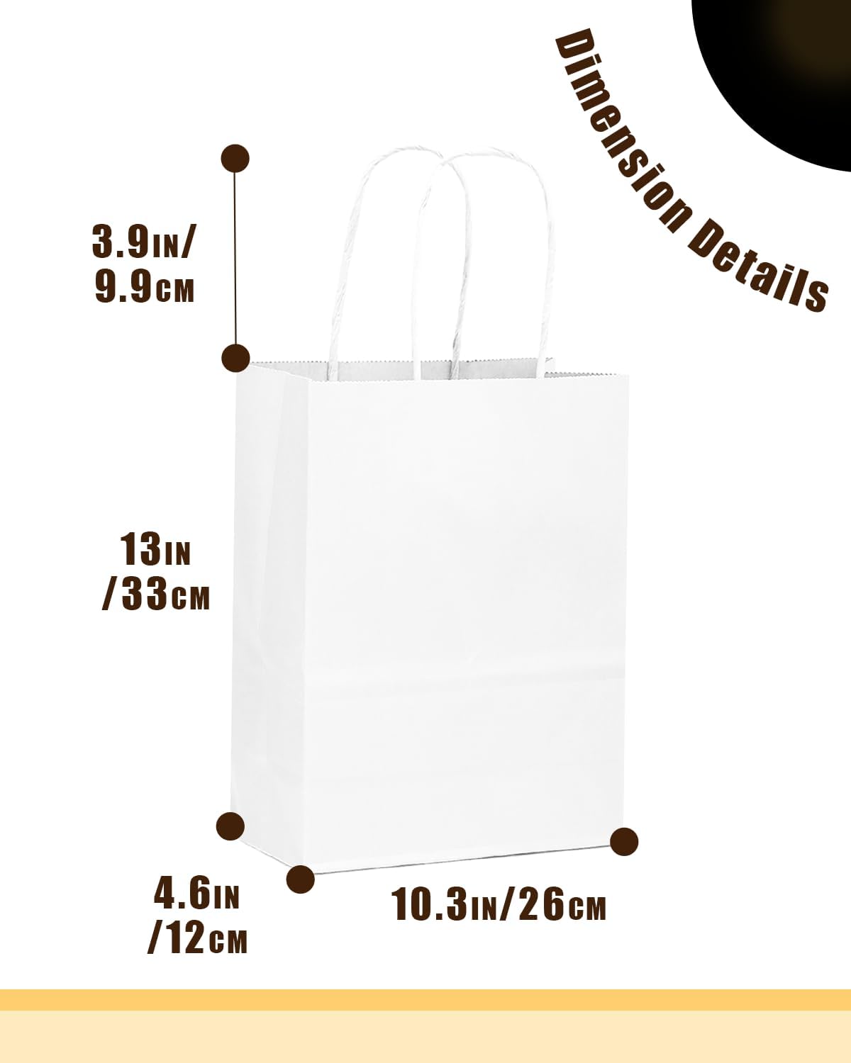 Detalle de Gcardist 50-Pack White Paper Gift Bags with Handles (13x10.3x4.6in) – Large Kraft Gift Bags, FSC-Certified