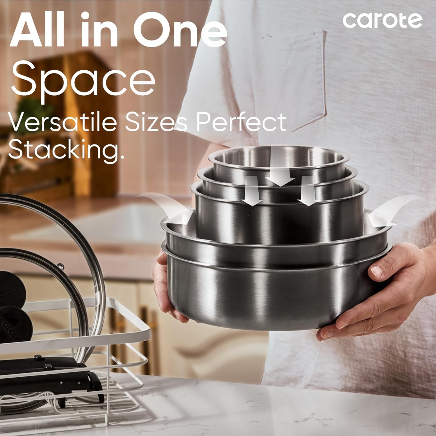 Thumbnail 6 de CAROTE Pots and Pans Set (15 pcs) with Detachable Stainless Steel Handles