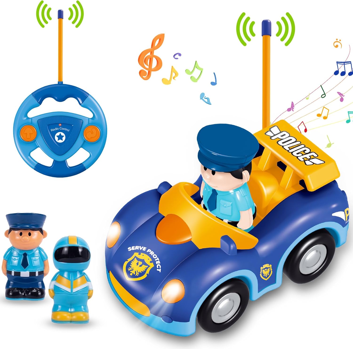 Detalle de Pup Go Kleinkind RC Polizeiauto mit Musik & Lichtern (ab 18 Monaten) inkl. 2 austauschbaren Fahrfiguren